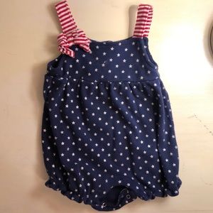 Blue and silver stripe romper